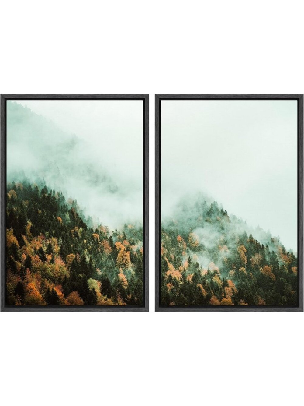 Framed Canvas Print Set - Woodland Nursery Decor, Autumn Forest Art for Living